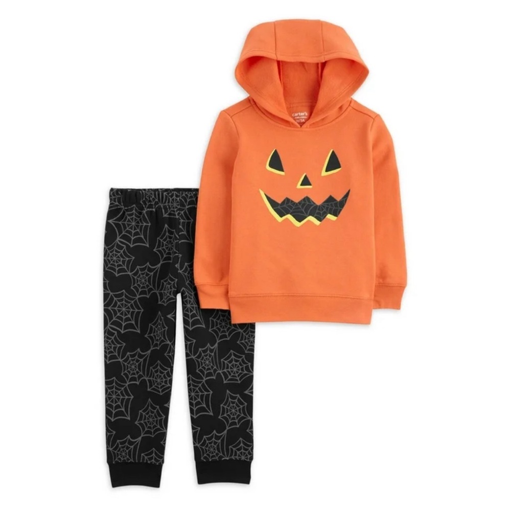 Carter's Toddler Boy Halloween Jack-o'-lantern & Spiderwebs Outfit Size 3T